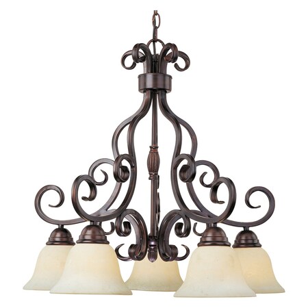 Maxim Five Light Oil Rubbed Bronze Frosted Ivory Glass Down Chandelier 12206FIOI